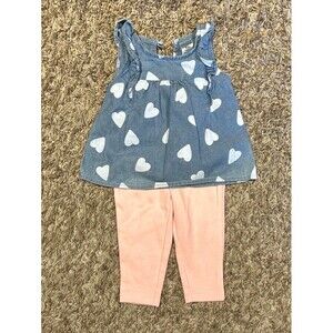 Baby girl Heart Jean top and pant set 6M